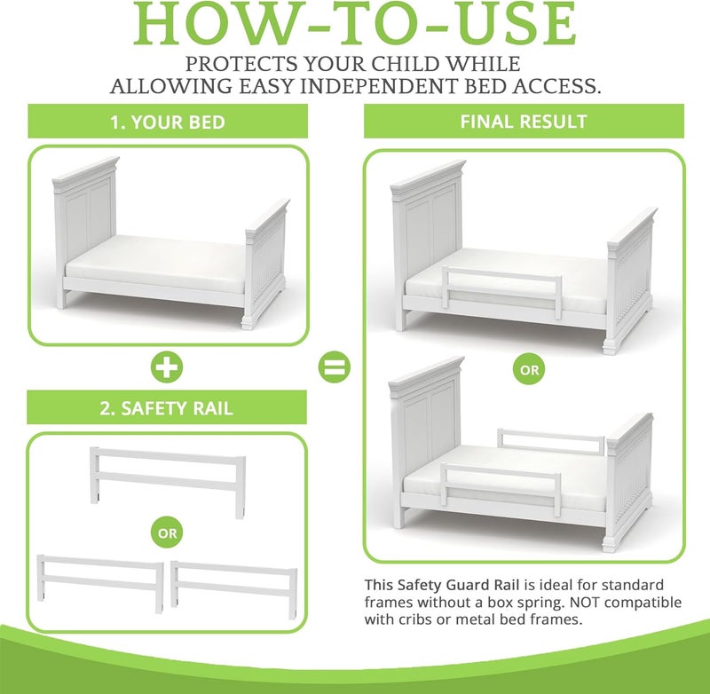 CC KITS Safety Guard Rail for Baby, Kids, and Children - Solid Wood Safety Bed Rail for Toddlers - Easy Installation - Premium Protection for Bunk, Twin, Full, Queen and King Size Beds - (White) - Image 5